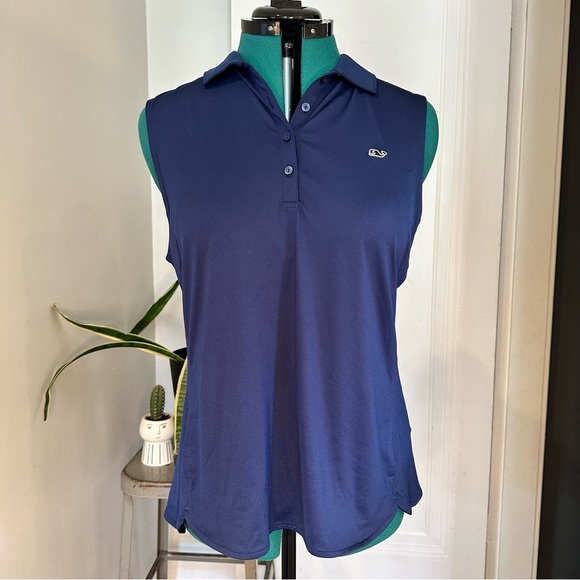 Vineyard Vines Womens Sleeveless Solid Jersey Collared Polo Shirt XL - Picture 1 of 9